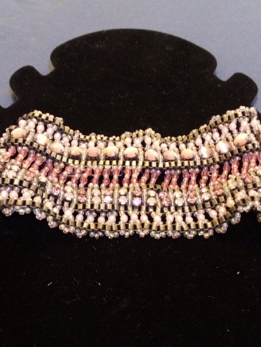 Handmade Pink Beaded Statement Choker Necklace